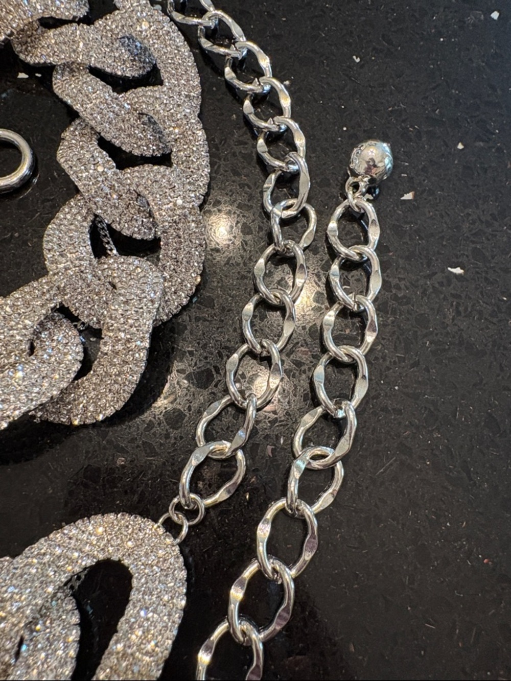 *Silver Rhinestones Crystal Pave Chain Link Adjustable Belt Sparkly BOHO GLAM - Picture 6 of 7